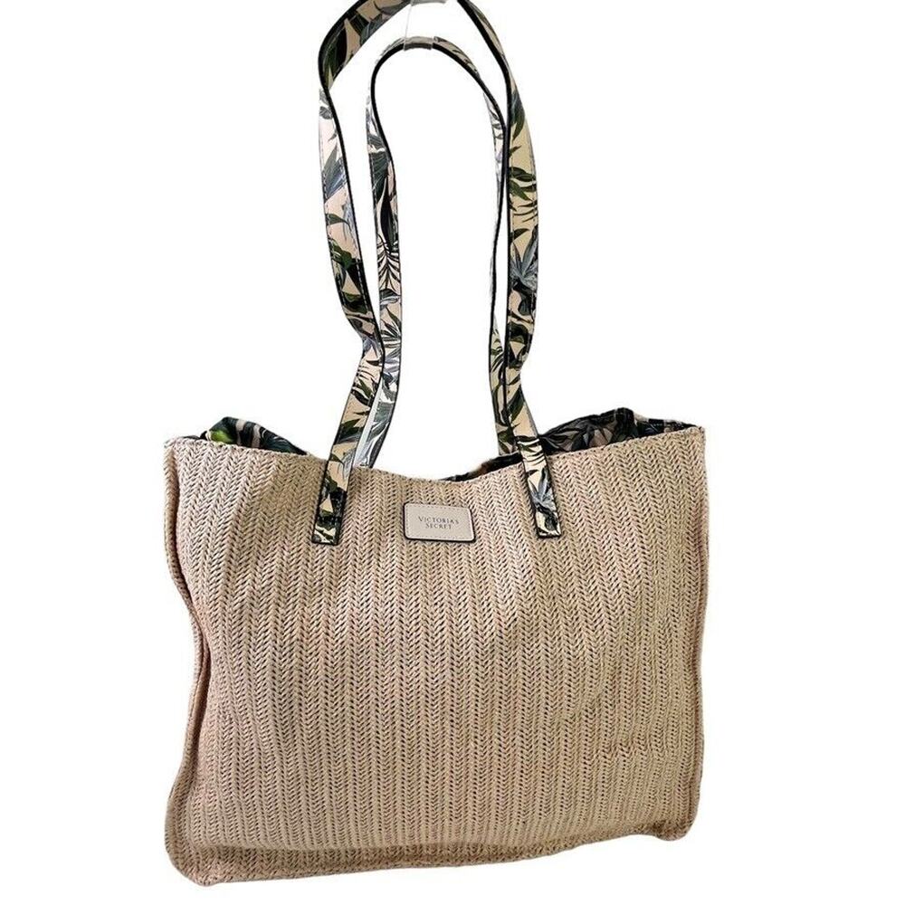 Victoria's Secret Straw Woven Double Handle Lightweight Tote Purse Handbag